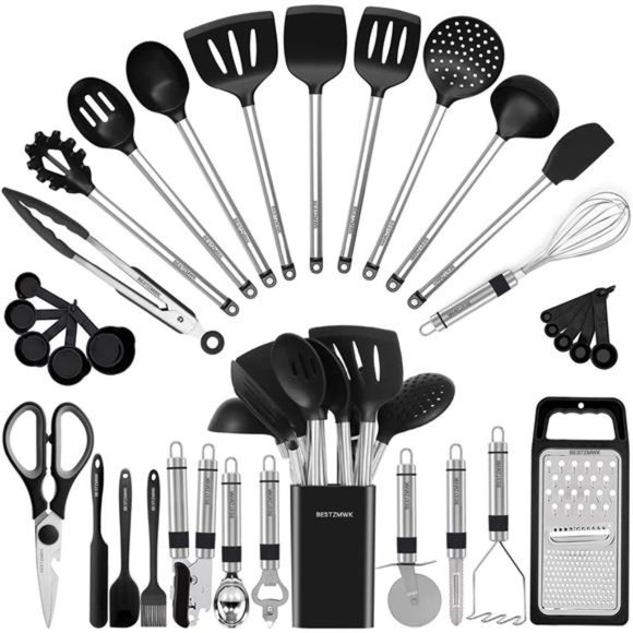 Kitchen Utensil Set-Silicone Cooking Utensils-33 Kitchen Gadgets & Spoons - Picture 1 of 7